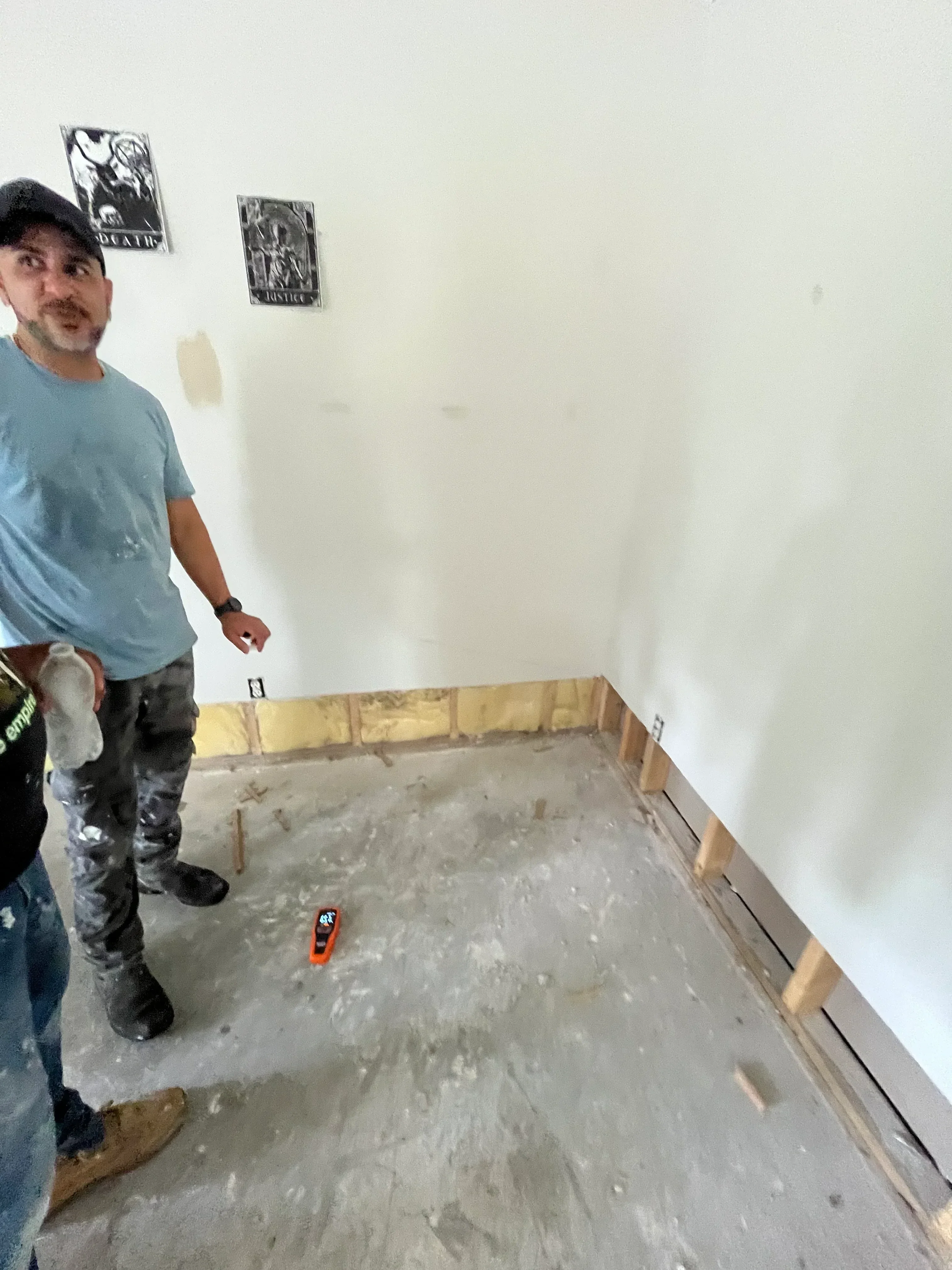 Drywall repair with electrical outlet box installation and wooden framing